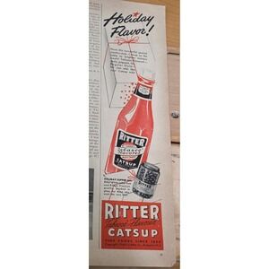 Vintage 1946 Ritter Tabasco Flavored Catsup Print Ad Original 40s Food Ephemera